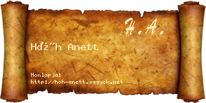 Hőh Anett névjegykártya